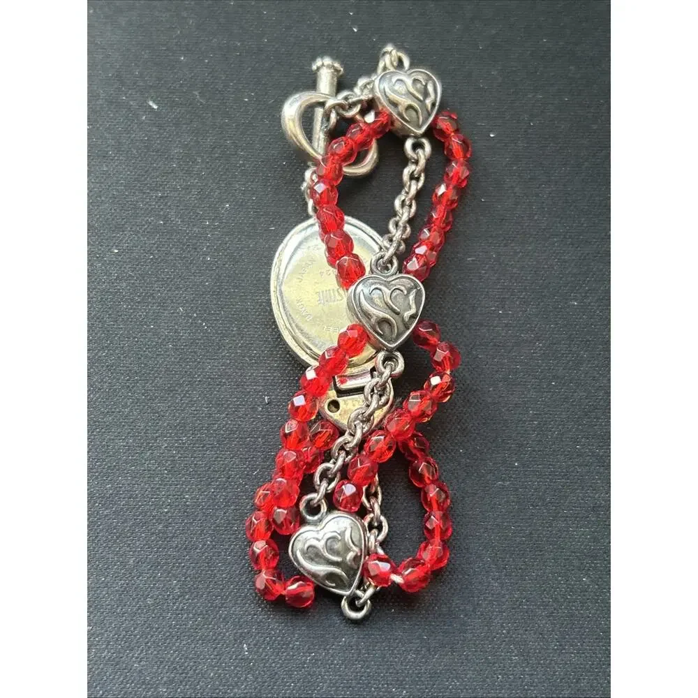 Kristine Silver Tone Red Get Band Women’s Quartz Watch
